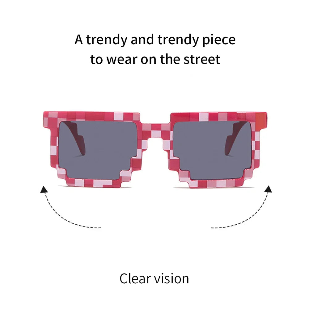 new fashion sun glasses hot sale sunglasses creeper glasses novelty mosaic funny goggles boys girls pixel eyewear for party and outdoor fun
