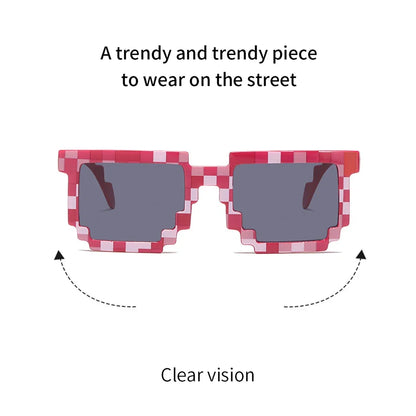 New Fashion Sun Glasses Hot Sale Sunglasses Creeper Glasses Novelty Mosaic Funny Goggles Boys Girls Pixel Eyewear for Party and Outdoor Fun