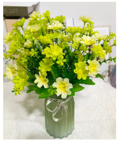 Artificial Flowers Bundle, UV Resistant, Outdoor Indoor Decoration, Fake Greenery for Home, Garden, Office, Kitchen, Wedding, Plastic Rose Flower Branch, Versatile Decor