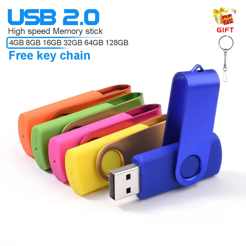 128gb waterproof usb flash drive with free key chain, 64gb rotatable memory stick, portable and shatterproof usb 2.0 thumb drive for laptop and business gifts