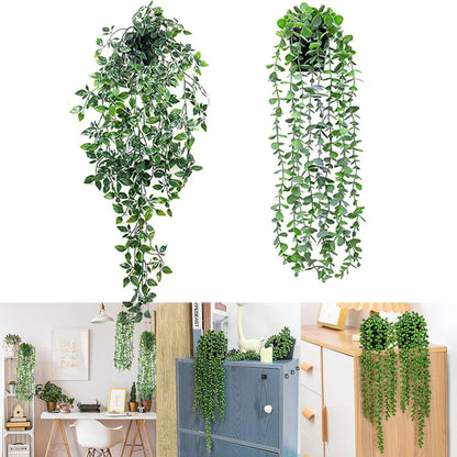 Artificial Eucalyptus Vine Hanging Plant Silk Greenery for Home Indoor Wall Decor, Shelf Decoration, Potted Mandala Style, Ideal for Anniversary, Exhibition Display