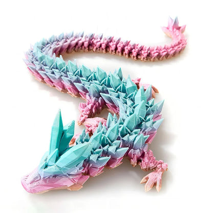 3D Printed Antistress Dragon Fidget Toy Rotatable Articulated 30cm Colors