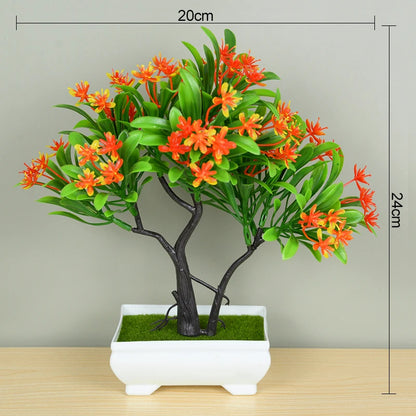 Artificial Bonsai Tree in Pot - Plastic Fake Plant for Desk, Home, Hotel, Garden Decoration, Ideal for Indoor and Outdoor Use, Decorative Potted Ornament