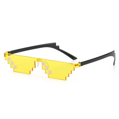 New Design Funny Mosaic Sunglasses Thug Life Sun Glasses Pixel Black Retro Gamer Robot Eyewear for Birthday Parties and Cosplay Favors