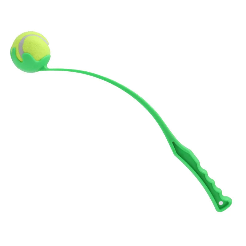 interactive dog ball launcher toy for outdoor fun, plastic fetch stick with rubber balls, perfect for pet exercise, training, and play for all breeds