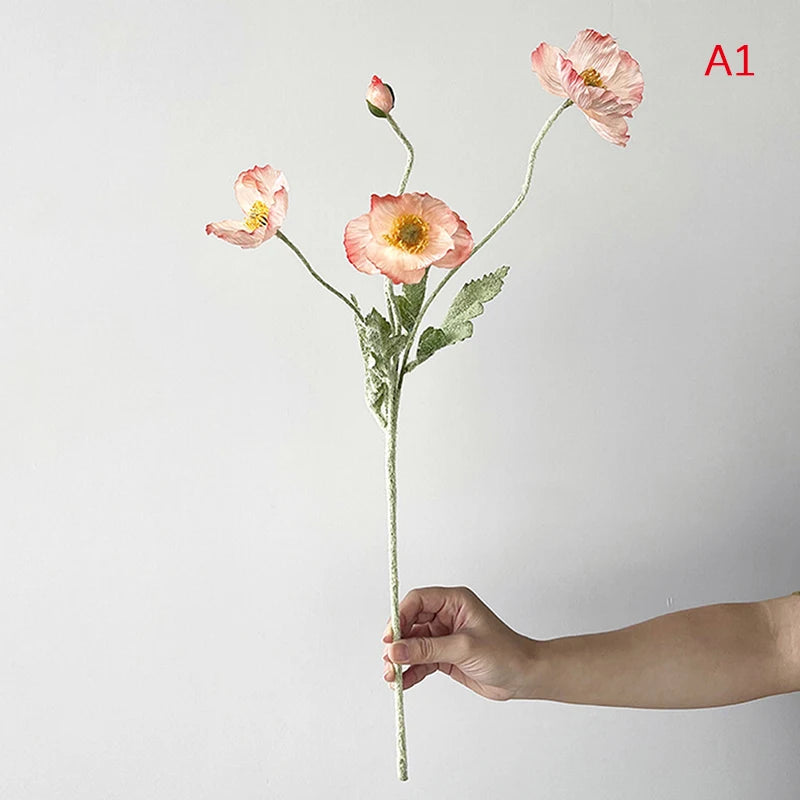 artificial poppy silk flowers for wedding, home or party decor - lifelike, vibrant, allergy-free, eco-friendly, flexible stems, long-lasting floral arrangement