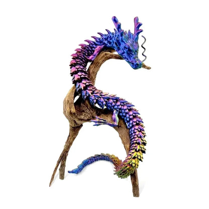 3D Printed Luminous Chinese Loong Flexible Dragon Figurine Home Decoration Gifts