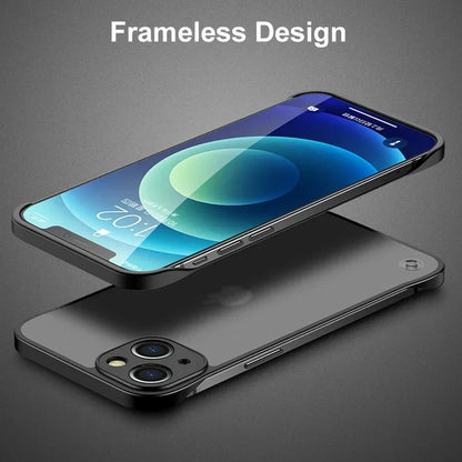 Ultra Thin Frameless Matte Hard PC Phone Case with Ring for iPhone 14/15/16 Plus, Pro, Max – Shockproof & Scratch Resistant