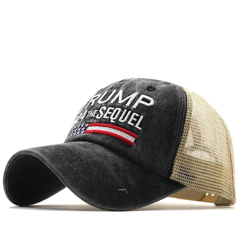 b0dcy5cw7f  2024 american president baseball cap embroidered letter cowboy splicing to make old washed cotton summer outdoor party assembly