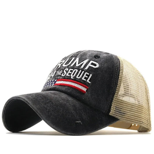 B0DCY5CW7F  2024 American President Baseball Cap Embroidered Letter Cowboy Splicing To Make Old Washed Cotton Summer Outdoor Party Assembly