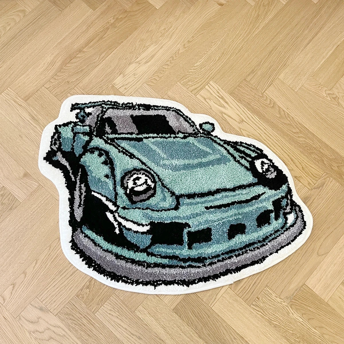 green enthusiast racing car flocking rug soft bedroom mat anti slip living room carpet aesthetic door floor pad
