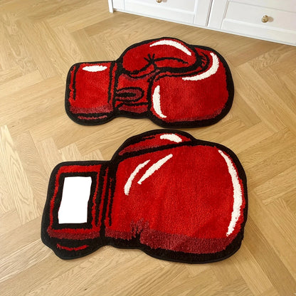 Red Boxing Gloves Tufted Rugs Soft Fluffy Tiger Print Rug Non-slip Absorbent Bathroom Floor Mat Room Decor Home Essential