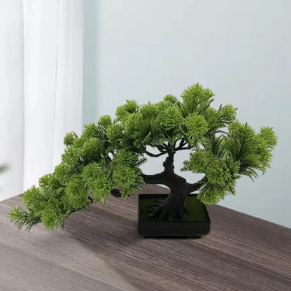 Artificial Bonsai Tree Plastic Potted Plant, Desktop Ornament for Living Room, Office, Bookshelf & Windowsill Decor, Indoor Tabletop Display, Home & Farmhouse Decoration