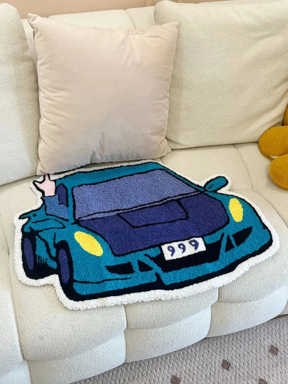 999 Sports Racing Car Shape Looped Velvet Rug Soft Anti Fouling Bathroom Floor Pad Bedroom Doormat Aesthetic Home Room Decor for Stylish Living Spaces