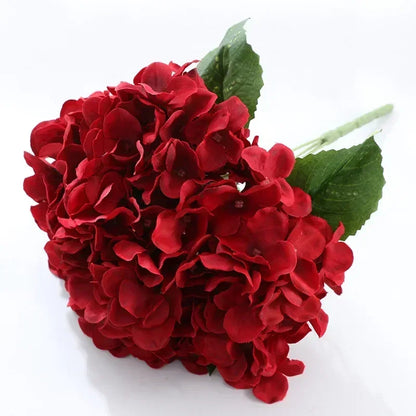 Artificial Hydrangea Silk Flower Bouquet, Pack of 5, Multi-Colour Choices, Ideal for Weddings, Home Décor, Indoor Table Decoration, Anniversary, Party Centrepiece