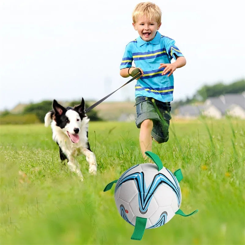 durable leather dog soccer ball toy | interactive tug, fetch & water play | exercise & training chew ball for small to large dogs | indoor & outdoor activity fun