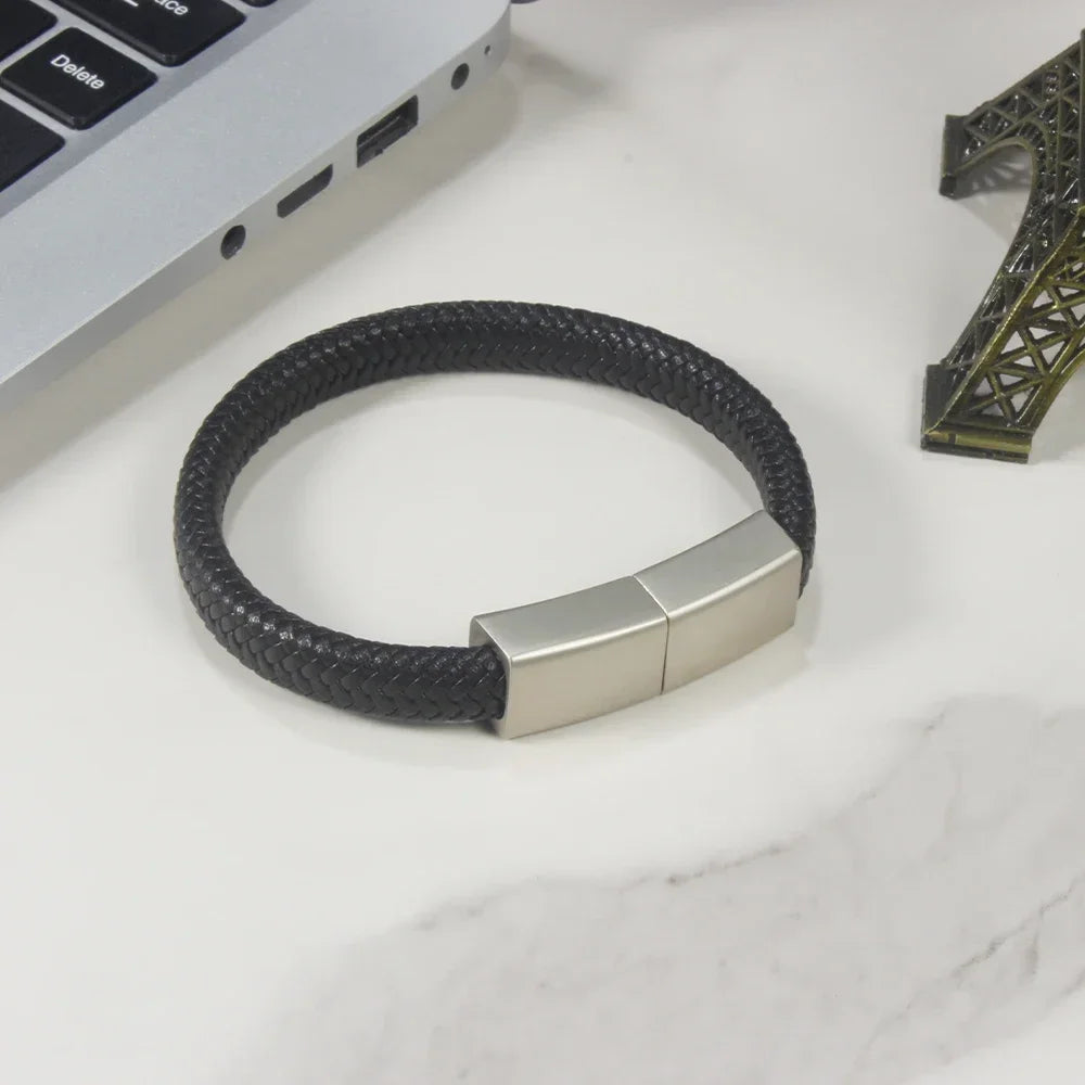 waterproof usb bracelet flash drive - 128gb to 4gb black/silver wristband memory stick for pc, laptop, car, tv - ideal for gifts and data storage