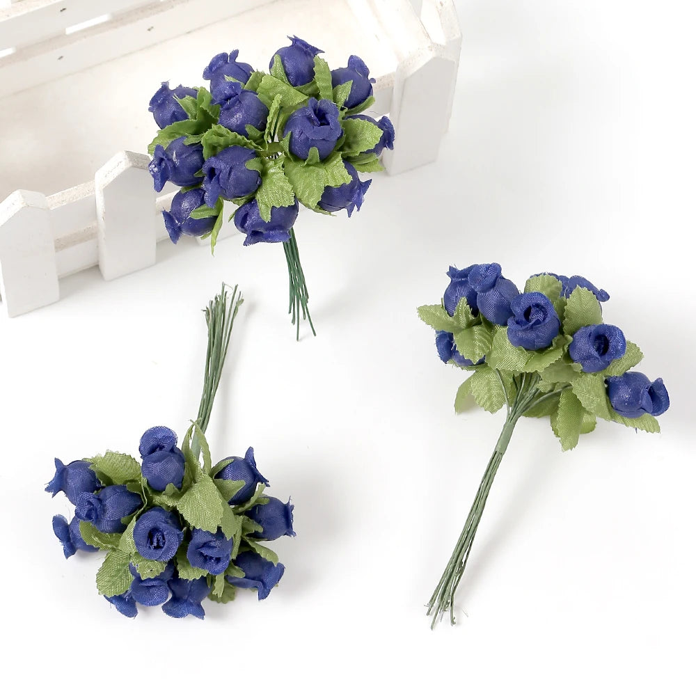 artificial mini rose flower bundle, silk bouquet for home decor, wedding decoration, crafting and gift accessories, 12 pieces, elegant floral display for indoor use