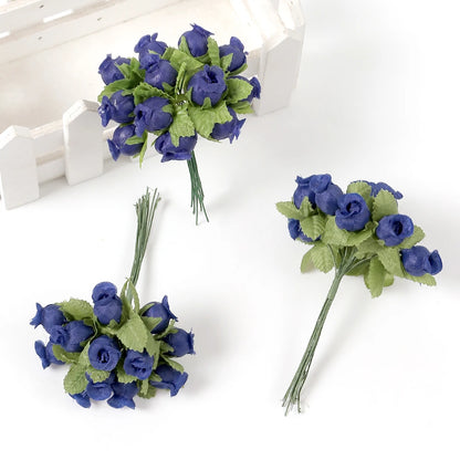 Artificial Mini Rose Flower Bundle, Silk Bouquet for Home Decor, Wedding Decoration, Crafting and Gift Accessories, 12 Pieces, Elegant Floral Display for Indoor Use