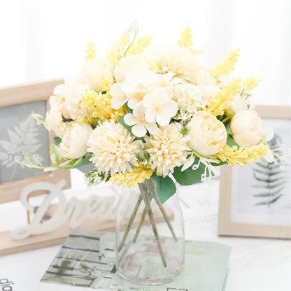 Silk Peony Bouquet Artificial Flowers for Weddings, Home, Garden Decoration, Floral Arrangements, Valentine's, Birthday or Anniversary Gifts, 30cm Long - 6 Colours Available