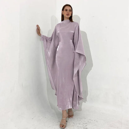 Purple Eid Muslim Ramadan Abaya Luxury Evening Party Kaftan Robe Clothing for Women - Elegant A-Line Design, Perfect for Celebrations and Special Occasions