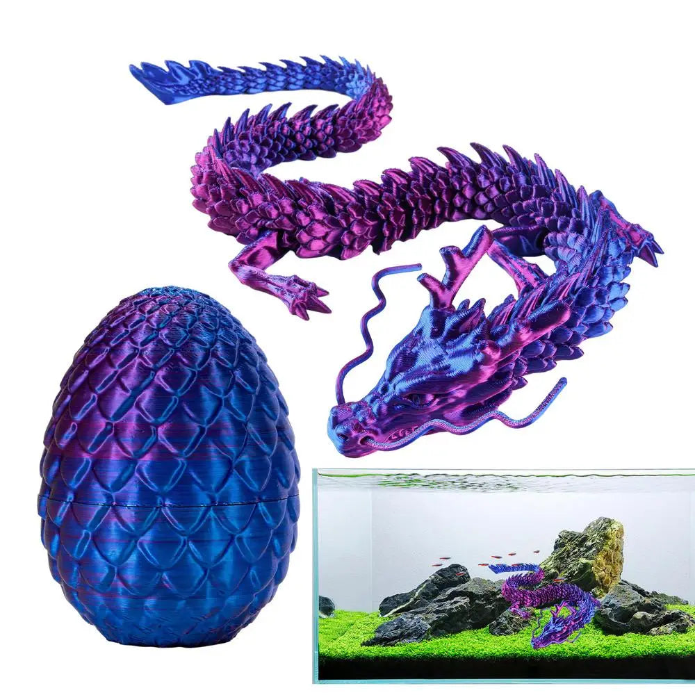 crystal dragon action figures 3d printed articulated dragon with egg dinosaur christmas fidget toy for girls kids easter basket