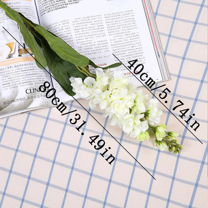 Artificial Hyacinth Flowers Violet Silk Green Leaves for Wedding Anniversary Party Decor Indoor Home Decoration