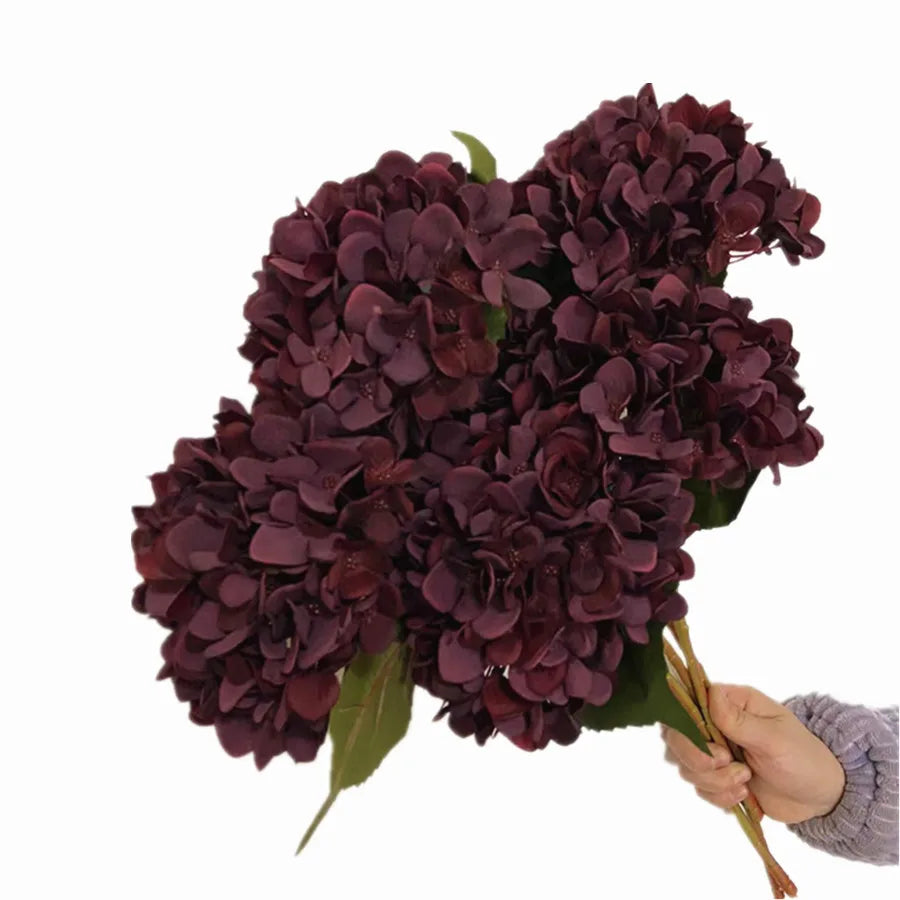 artificial hydrangea flower branch 44cm, colourful silk plastic decoration for weddings, anniversaries, home & hotel decor, indoor use, various colours available
