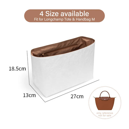 WUTA Dupont Paper Bag Organizer For Longchamp Tote Insert Handbag Liner Storage Shaper for S M L Ultra Light Purse Inner Bag