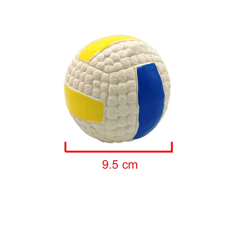 soft latex pet ball toy for dogs, squeaky rugby tennis volleyball football basketball, teeth cleaning, training & play for small to large breeds