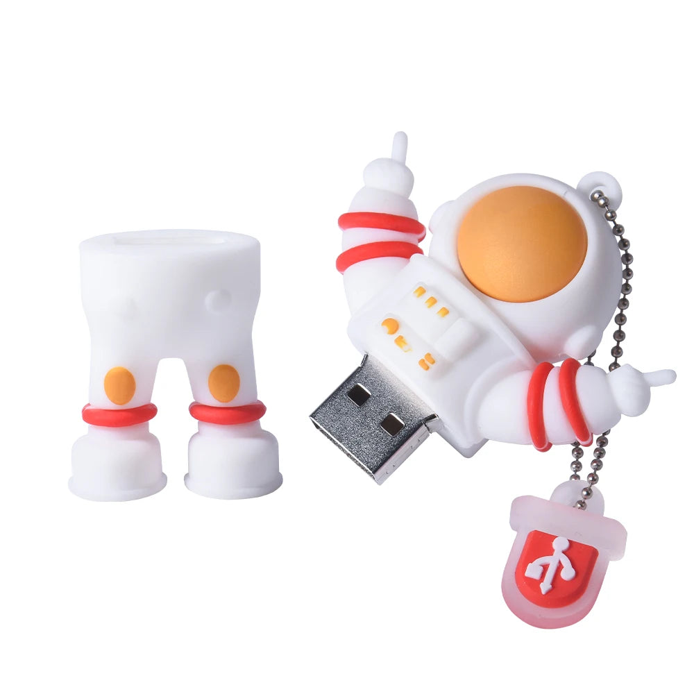 usb flash drive 16gb-128gb astronaut design, creative silicone memory stick, cool gift pen drive with free key chain, usb 2.0, portable storage for pc & laptop