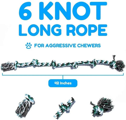 Extra Large 42-Inch Dog Rope Toy, 6 Knots, Durable Linen, Ideal for Aggressive Chewers, Interactive Tug and Fetch, Safe and Strong for Puppies to Adult Dogs