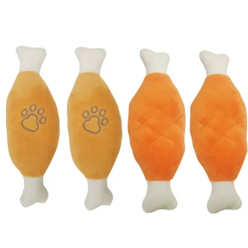 chicken leg shaped dog plush toy, squeaky fleece chew, interactive puzzle plaything for small puppies, ideal for fetch, tug, and travel, engaging pet gift