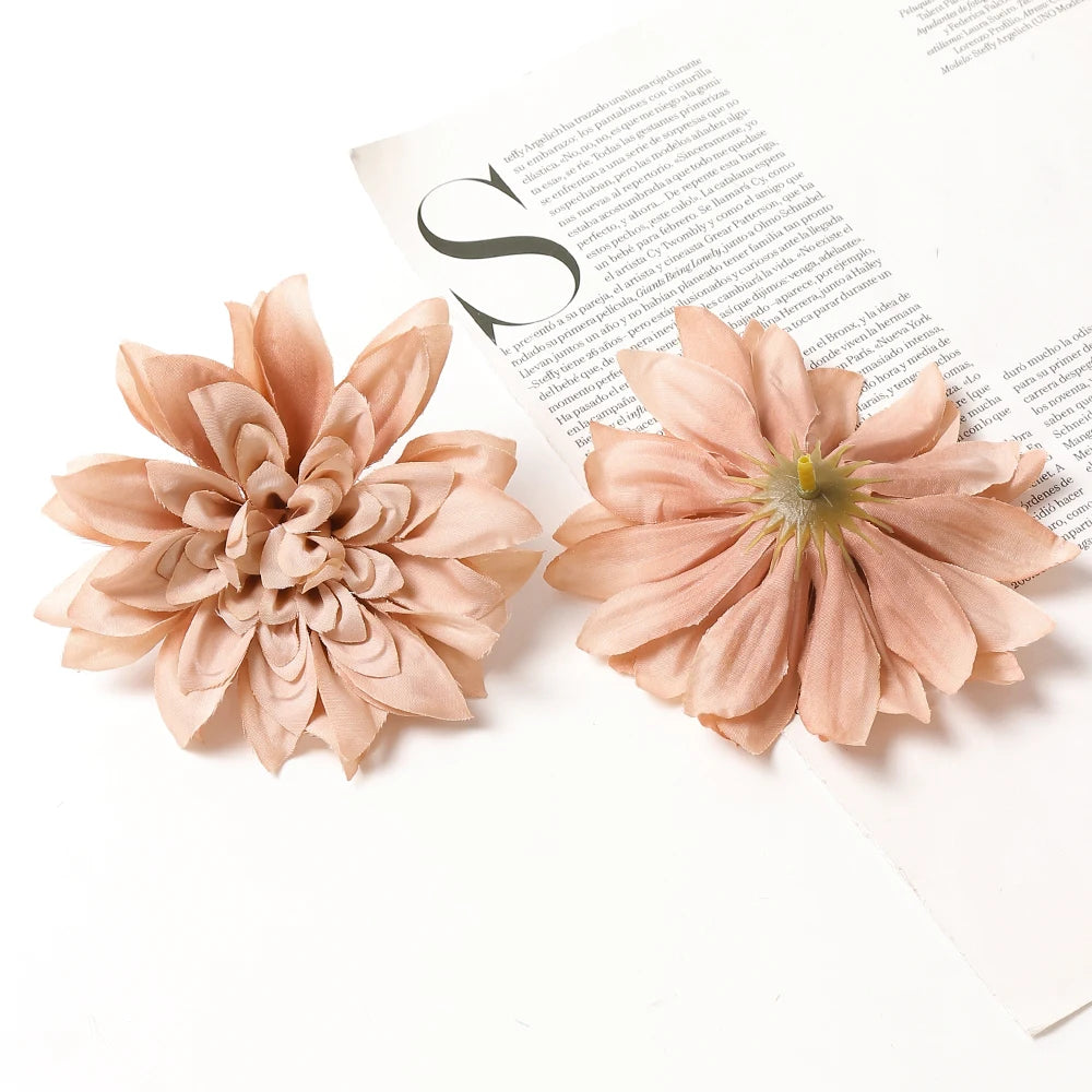 artificial silk dahlia flower heads 5-pack - home, wedding, party decoration, indoor faux floral accessories for anniversaries, birthdays, bridal showers