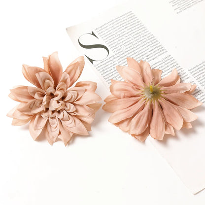 Artificial Silk Dahlia Flower Heads 5-Pack - Home, Wedding, Party Decoration, Indoor Faux Floral Accessories for Anniversaries, Birthdays, Bridal Showers