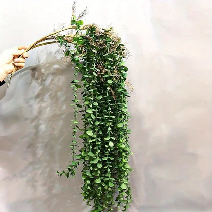 Artificial Eucalyptus Vine, 104cm Length, Rattan Material, Hanging Decorative Branch, Ideal for Home, Garden, Outdoor, and Wedding Décor, Greenery Accent