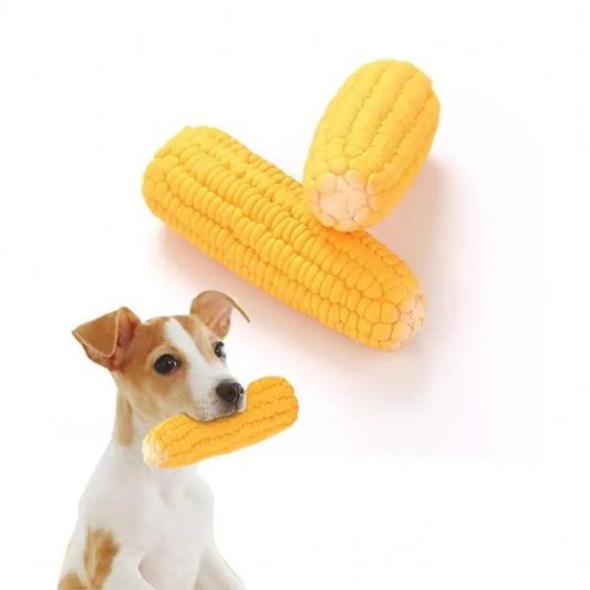 Squeaky Dog Chew Toy, Corn-Shaped, Durable Rubber & Latex, Engaging for Small Dogs, Aids Dental Health, Interactive Pet Supplies, Ideal for Training & Play