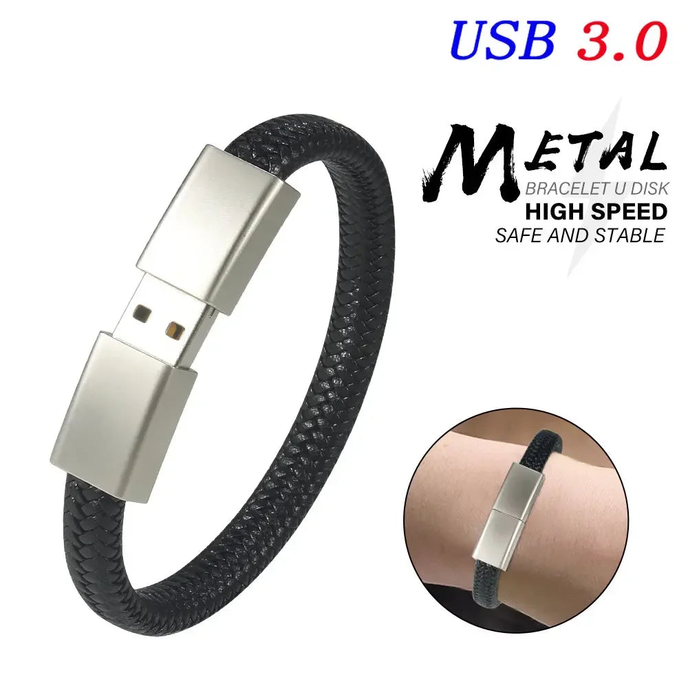 bracelet usb 3.0 flash drive 64gb black wristband pen drive 32gb creative gifts memory stick 16gb water proof external storage
