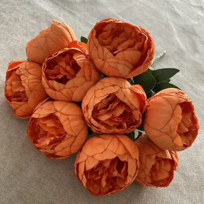 Artificial Peony Flower Bouquets, Silk & Raw Silk, Ideal for Weddings, Living Room, Dining Table Decor, Multi-Coloured, 10 Heads, Home & Party Decoration