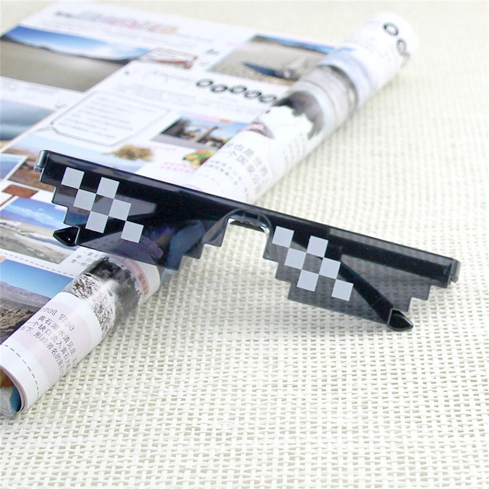 lovatfirs thug life sunglasses 8 pack pixelated mosaic party glasses in black red pink yellow blue - fun fashion eyewear for women and men