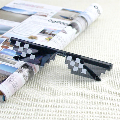 Lovatfirs Thug Life Sunglasses 8 Pack Pixelated Mosaic Party Glasses in Black Red Pink Yellow Blue - Fun Fashion Eyewear for Women and Men