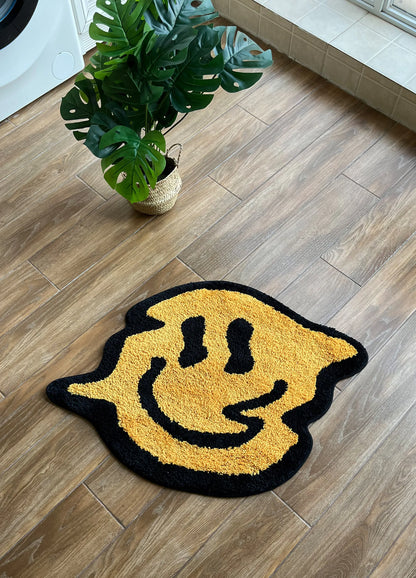 Yellow Tensile Trippy Smiling Tufting Rug Soft Fluffy Kitchen Toilet Mat Non-Slip Absorbent Funny Custom Bath Doormat for Home Décor