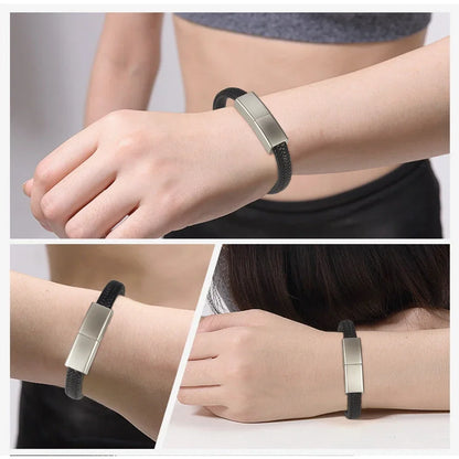 Waterproof USB Bracelet Flash Drive - 128GB to 4GB Black/Silver Wristband Memory Stick for PC, Laptop, Car, TV - Ideal for Gifts and Data Storage