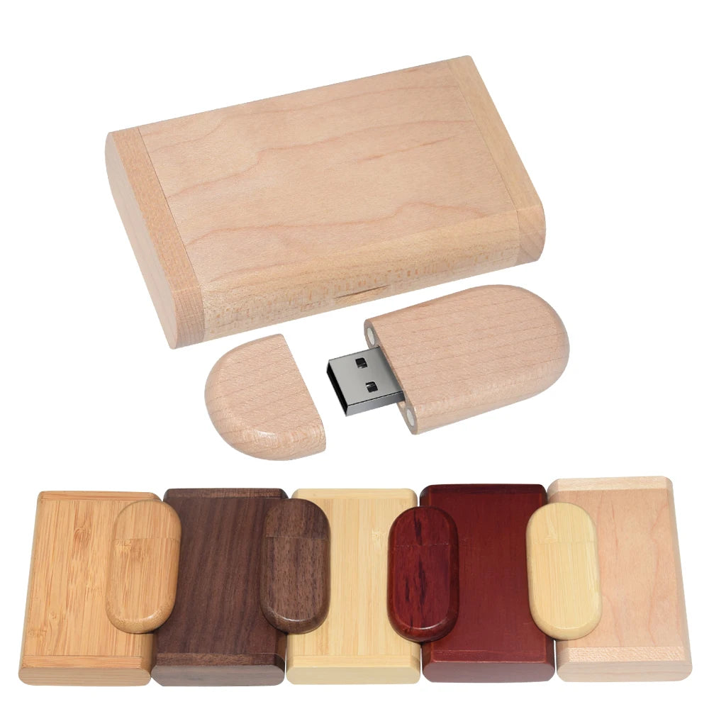 custom wooden usb flash drive with gift box, 64gb/32gb/16gb/8gb memory stick for photography, weddings, business, usb 2.0 pen drive, creative storage solution