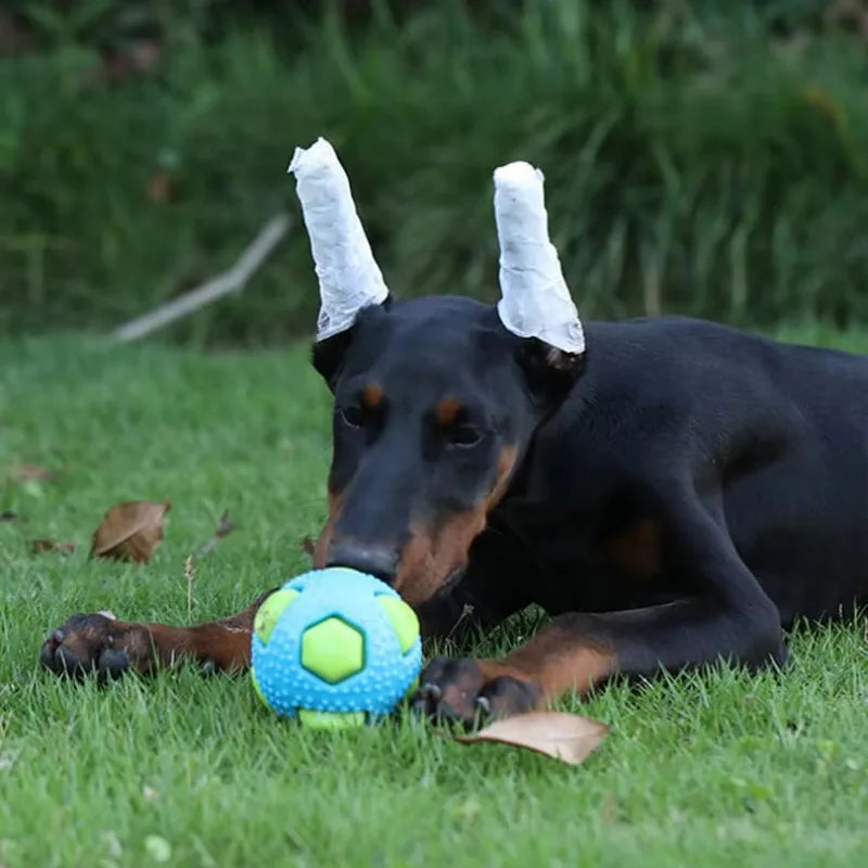 interactive rubber dog toy ball for small medium dogs, squeaky sound, bite resistant, boredom relief, chewing and fetch play, safe rubber design, durable and fun