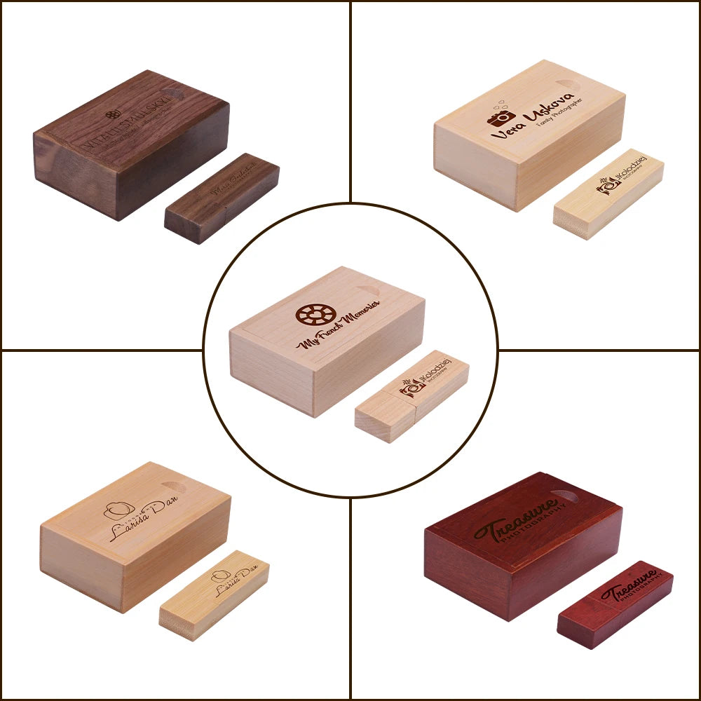 wooden usb flash drive 128gb, 64gb, 32gb memory stick - customisable logo, waterproof, shatterproof - ideal for photography, wedding, business gifts, creative use