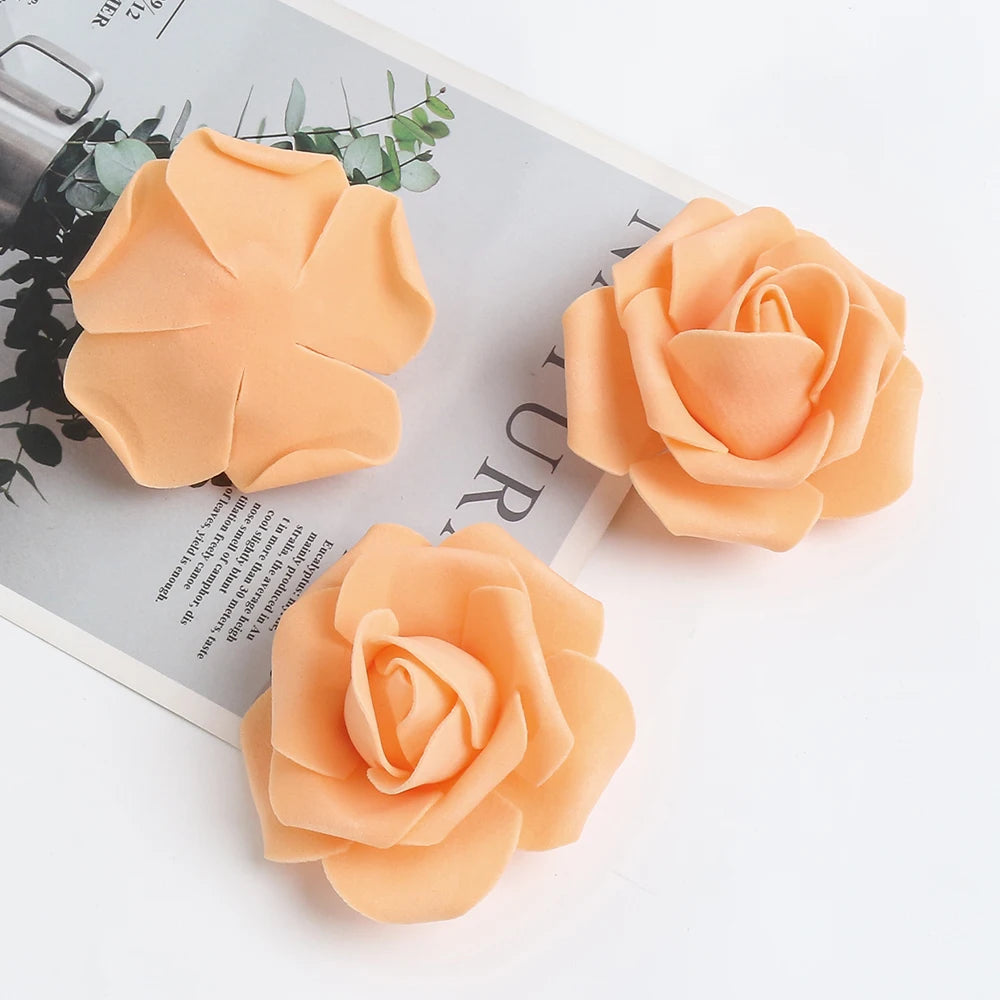 artificial rose flower heads 7cm | wedding party home decor | garden diy crafts | 10/20/50 pack | anniversary birthday housewarming event decoration