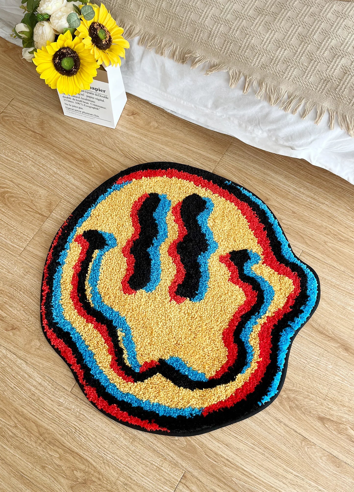 trippy smiling rug tufted rug geometric bedroom mat soft living room carpet floor doormat aesthetic corridor pad for home decor