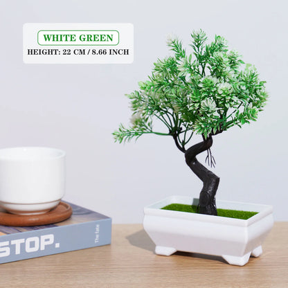 Artificial Bonsai Tree with Pot, Small Fake Plant for Table Decor, Plastic Potted Ornament for Home Office Hotel Garden Decoration, Outdoor Use