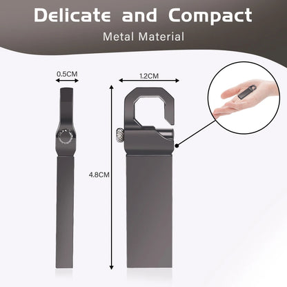 USB 2.0 Flash Drive 64GB Metal Mini Carabiner, Waterproof High Speed Memory Stick for Business and Photography, Available in Gray, Silver, Gold - 32GB, 16GB Options